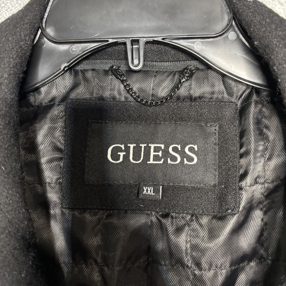 Guess Mens XXL Black Wool Blend Peacoat Jacket Outerwear XXL - Picture 6 of 16